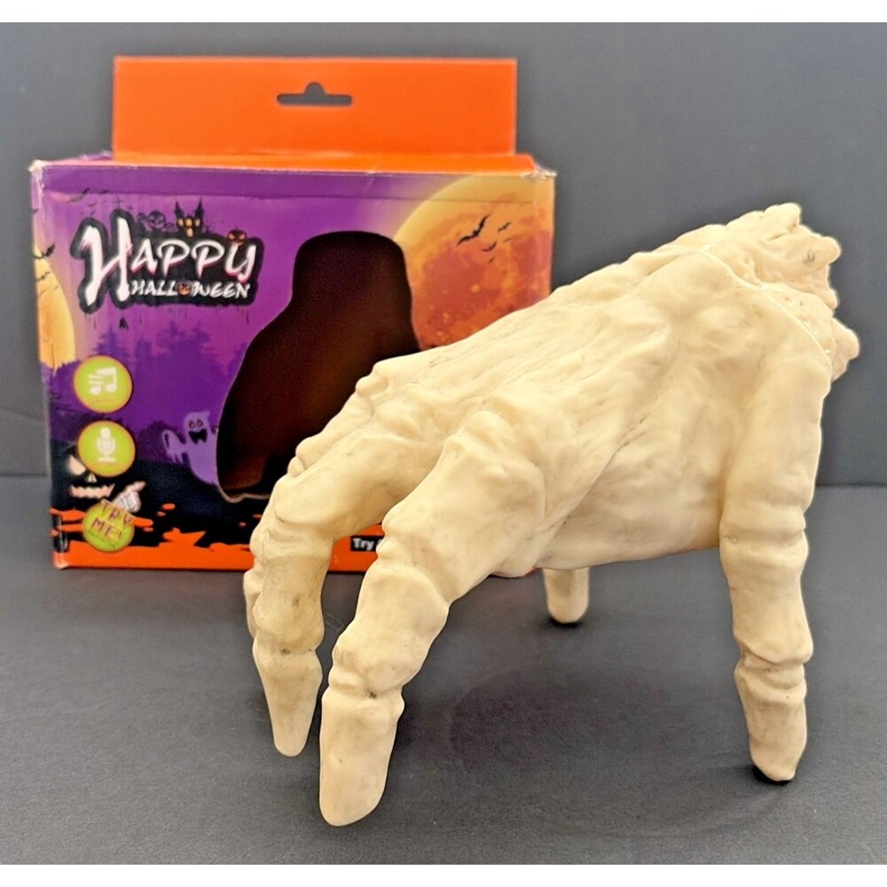 Happy Halloween Animated Crawling Hand Halloween Prop Sound & Voice Activated